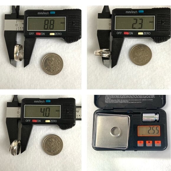 Sterling Silver 925 Marcasite Domed 8MM Tapered Band Ring Size 5 - Picture 10 of 16